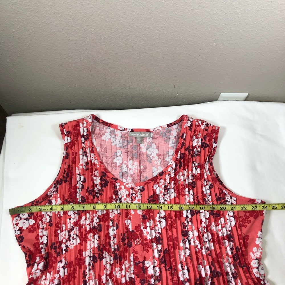 Woman Within Poly Rayon Colorful Floral Pleated Sleeveless Pull On Dress L 18/20 - Picture 11 of 15